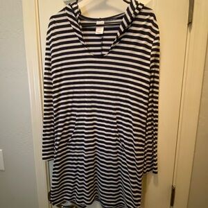 Merona Black and White Hooded Swimsuit Coverup Size M